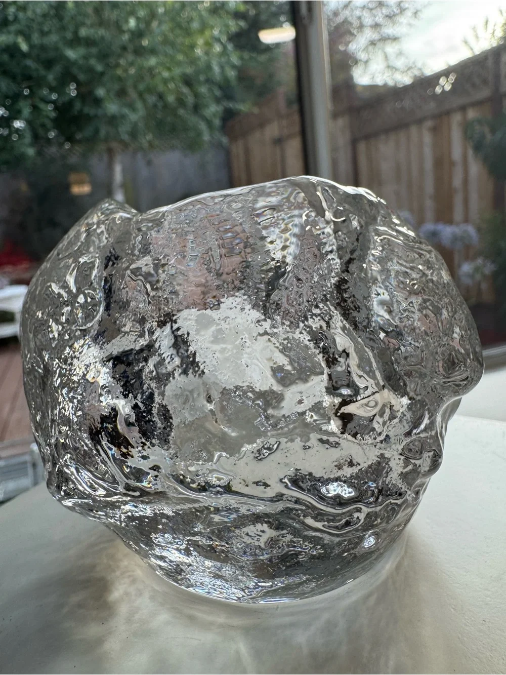 Kosta Boda Snowball Crystal Votive Bowl Ann Wärff Swedish Art Glass 3½”